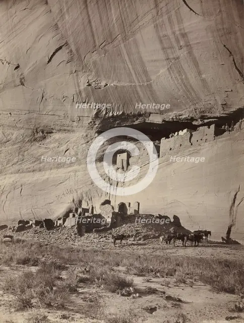 Ruins of Cliff Dwellings, Cañon de Chelly, Arizona, c. 1879-1881. Creator: John K. Hillers (American, 1843-1925).