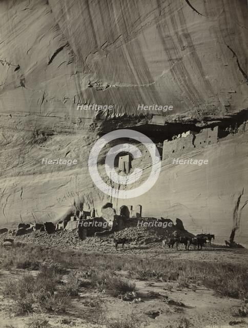 Ruins of Cliff Dwellings, Cañon de Chelly, Arizona, c. 1879-1881. Creator: John K. Hillers (American, 1843-1925).