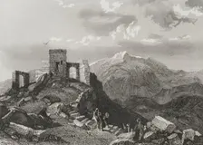 Ruins of a temple, Summit of Mount Sinai. 1840. Creator: Émile Rouargue