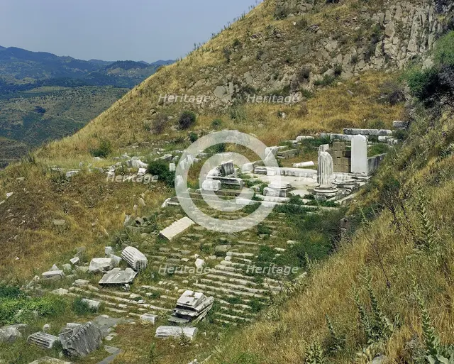Ruins of a temple, Pergamon, Aeolis, Anatolia, Turkey, 2005.  Creator: Unknown.