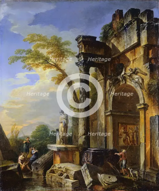 Ruins of a Triumphal Arch in the Roman Campagna, between 1717 and 1719. Creator: Giovanni Paolo Panini.