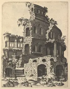 Ruins of a Basilica (?) from the series Ruinarum variarum fabricarum delineationes pictor..., 1554. Creator: Lambert Suavius