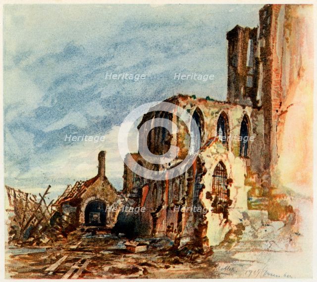 'Ruins of a Cloister in Messines', December 1914. Artist: Adolf Hitler