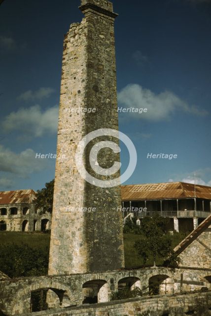 Ruins of an old sugar mill and plantation house, vicinity of Christiansted, Saint Croix, V.I., 1941. Creator: Jack Delano.
