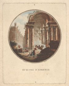 Ruins of Athens with a vaulted portico, ca. 1770-1808. Creator: Laurent Guyot