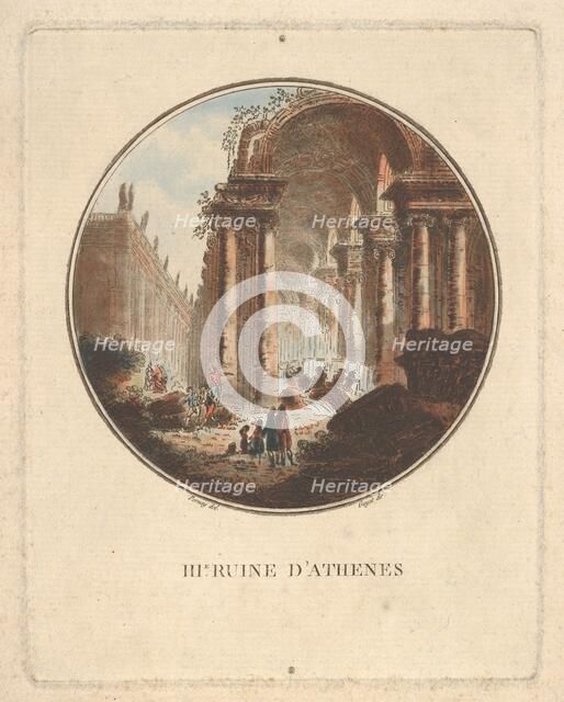 Ruins of Athens with a vaulted portico, ca. 1770-1808. Creator: Laurent Guyot.