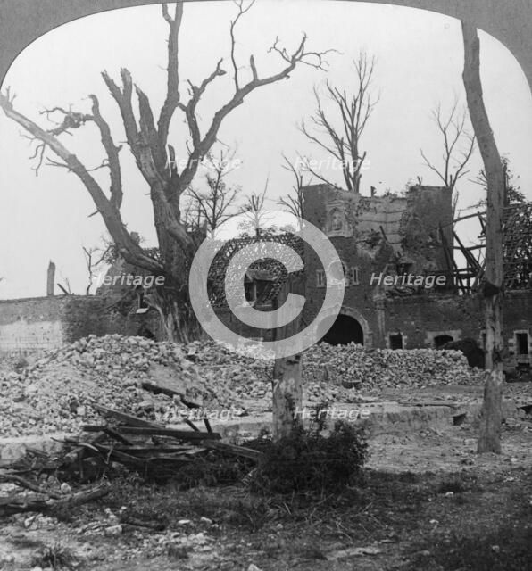 Ruins of Beury Chateau, Festubert, France, World War I, c1914-c1918. Artist: Realistic Travels Publishers