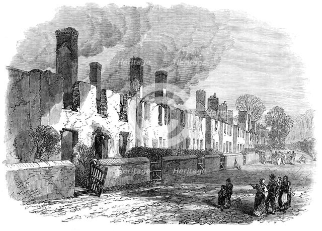 Ruins of Broadclist, a village near Exeter, after the fire, 1870. Creator: Unknown.