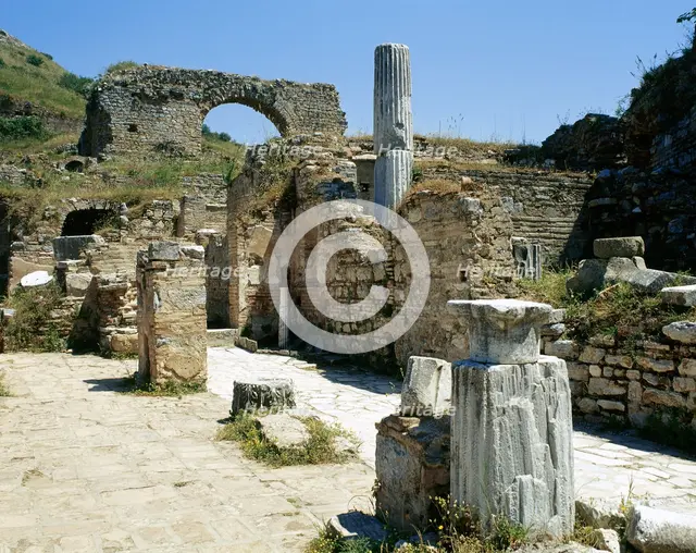 Ruins of brothel (lupanare), Ephesus, Turkey, 2nd century AD (1999). Creator: LTL.