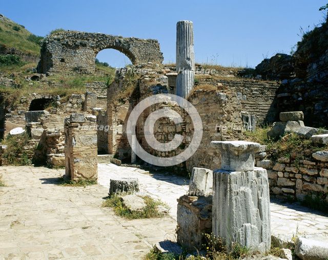 Ruins of brothel (lupanare), Ephesus, Turkey, 2nd century AD (1999). Creator: LTL.