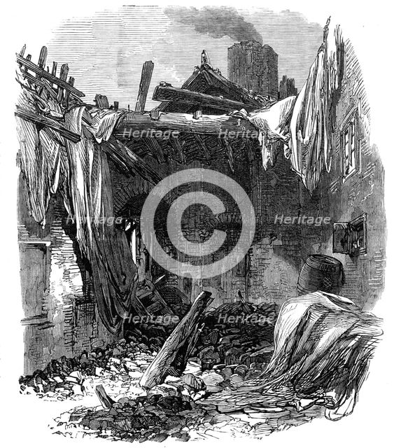 Ruins of buildings at Old Ford, Bow, destroyed by the late gale, 1868. Creator: Unknown.