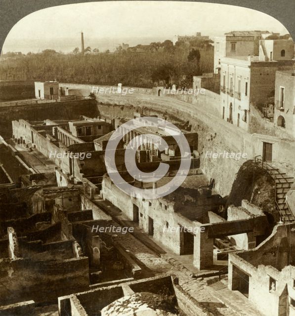 'Ruins of Herculaneum, (W.), uncovered after 17 centuries' burial, Italy', c1909. Creator: Unknown.