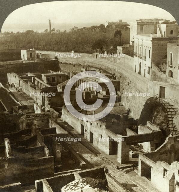 'Ruins of Herculaneum, (W.), uncovered after 17 centuries' burial, Italy', c1909. Creator: Unknown.