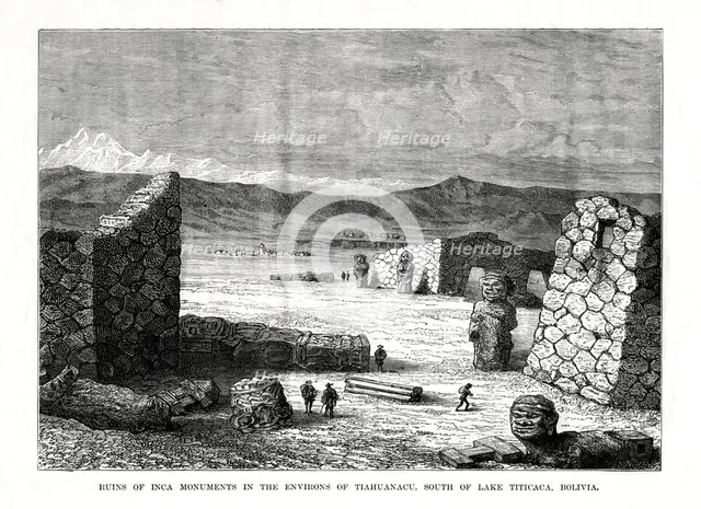 'Ruins of Inca Monuments in the Environs of Tiahuanacu, South of Lake Titicaca, Bolivia', 1877. Artist: Unknown