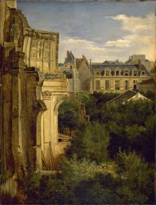 Ruins of Saint-Louis-du-Louvre church and Longueville mansion, c1833. Creator: Lina Jaunez