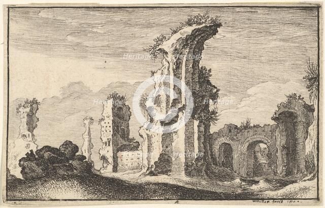 Ruins of St Croix de Jerusalem, 17th century. Creator: Wenceslaus Hollar.
