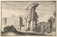 Ruins of St Croix de Jerusalem, 17th century. Creator: Wenceslaus Hollar