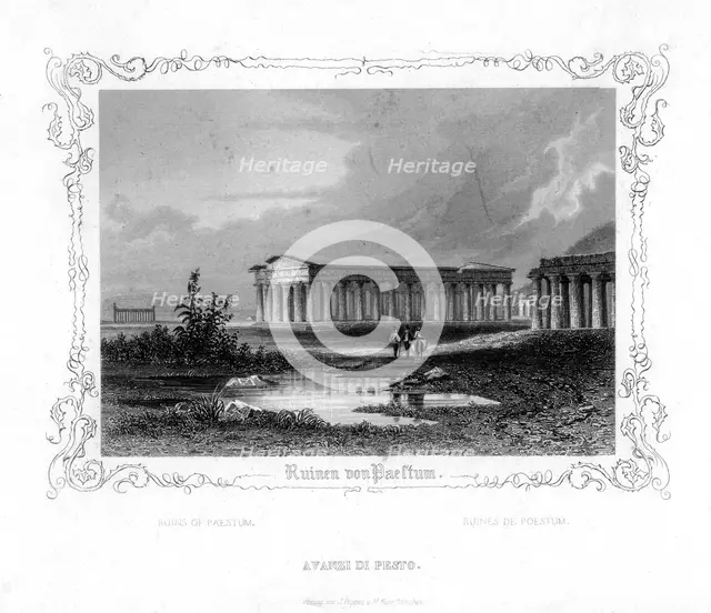 Ruins of Paestum, Italy, 19th century. Artist: J Poppel