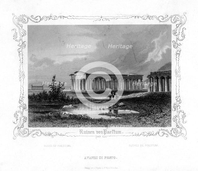 Ruins of Paestum, Italy, 19th century. Artist: J Poppel