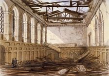 Ruins of the banqueting hall of Haberdashers Hall, City of London, 1864. Artist: Anon