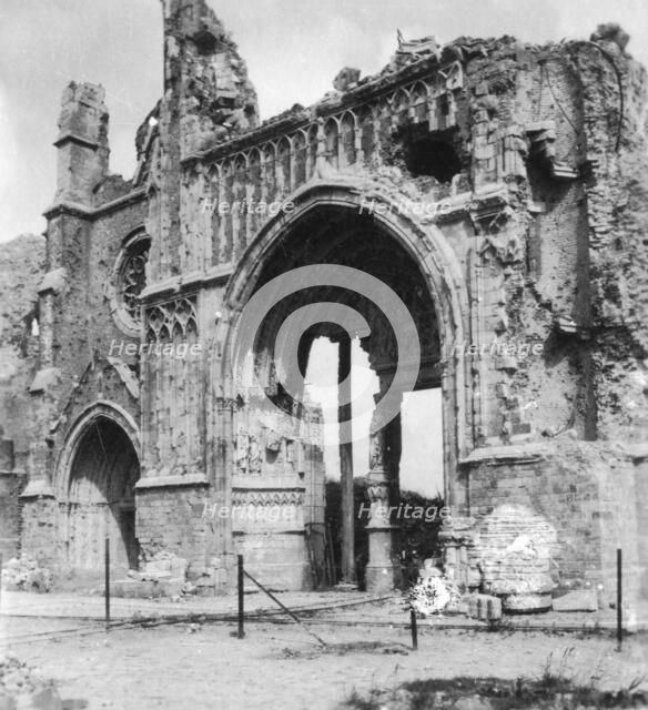 Ruins of the cathedral, Ypres, Belgium, World War I, c1914-c1918. Artist: Nightingale & Co
