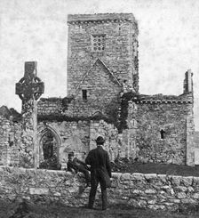 Ruins of the cathedral and St Martin's Cross, Iona, Argyll and Bute, Scotland, late 19th century.Artist: George Washington Wilson