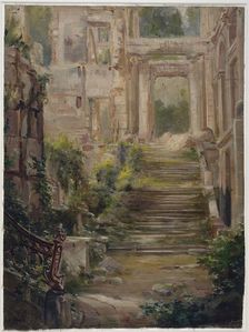 Ruins of the Château de Saint-Cloud: the staircase of honor, c1875. Creator: Jean Baptiste Edmond Allouard