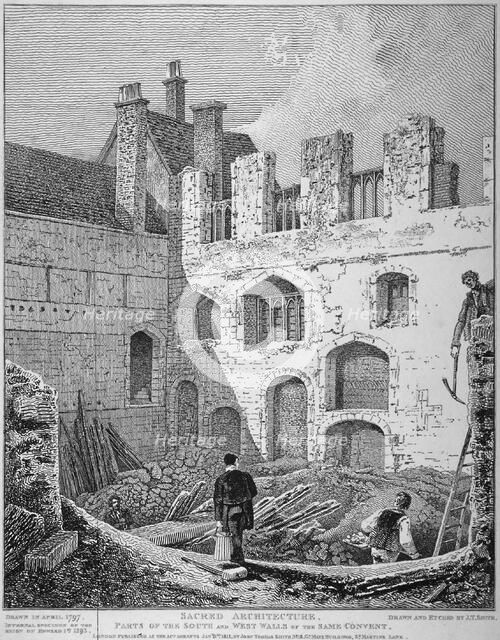 Ruins of the Church of St Clare Minoressess without Aldgate, City of London, 1812.                   Artist: John Thomas Smith