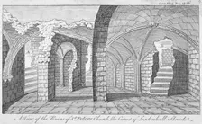 Ruins of the Church of St Peter on the corner of Leadenhall Street, City of London, 1766. Artist: Anon