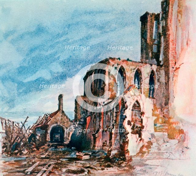 'Ruins of the Cloisters at Messines', 1914.  Artist: Adolf Hitler