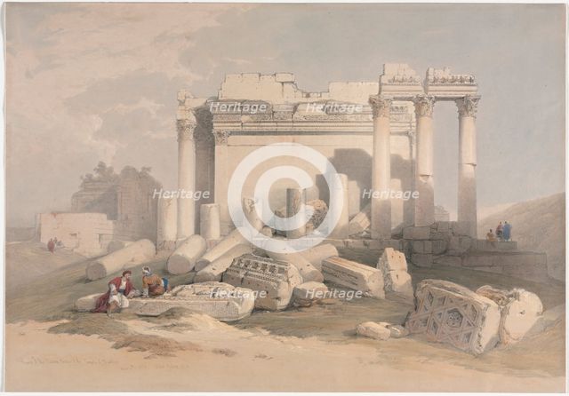 Ruins of the Eastern Portico of the Temple of Baalbec, 1839. Creator: David Roberts (British, 1796-1864).