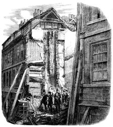 Ruins of the Fallen Houses in Pilgrim-street, City, 1858. Creator: Unknown
