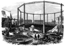 Ruins of the gasworks at Nine-Elms after the explosion, 1865. Creator: Unknown