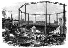 Ruins of the gasworks at Nine-Elms after the explosion, 1865. Creator: Unknown