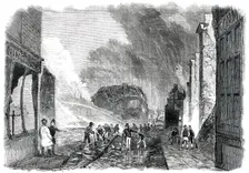 Ruins of the Great Fire at Gravesend - High-Street - looking North, 1850. Creator: Unknown