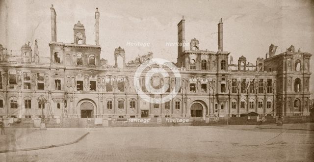 Ruins of the Hotel de Ville, Paris, May 1871. Artist: Unknown