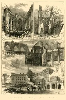 Ruins of the Houses of Parliament (1881). Creator: Unknown