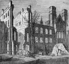 Ruins of the Houses of Parliament, after the fire in 1834 (c1850s). Creator: Unknown