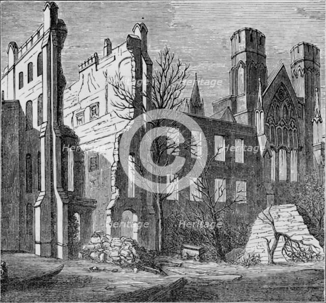 'Ruins of the Houses of Parliament, after the fire in 1834', (c1850s). Creator: Unknown.