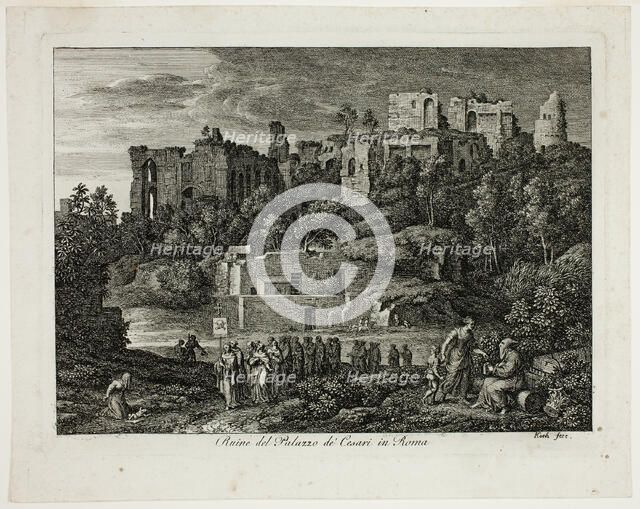 Ruins of the Palace of the Caesars in Rome, plate eight from Die Römische Ansichten, 1810. Creator: Joseph Anton Koch.