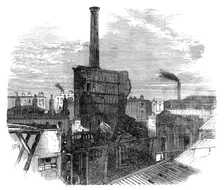 Ruins of the Patent Steam Wheel-Works, Pimlico, destroyed by fire, 1864. Creator: Unknown