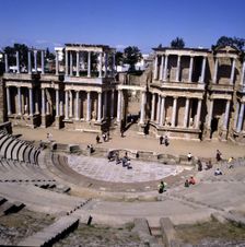 Ruins of the Roman theater of the ancient city Emerita Augusta, now Mérida