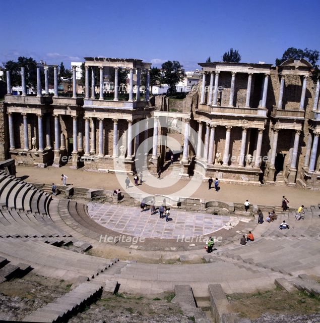 Ruins of the Roman theater of the ancient city Emerita Augusta, now Mérida.