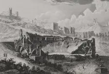Ruins of the Roman theatre, built around 50 AD, Sagunto, Spain, 1852. Creator: Antonio Roca Sallent