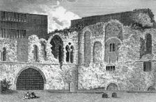 Ruins of the south transept, Church of St Bartholomew-the-Great, Smithfield, City of London, 1800. Artist: Anon