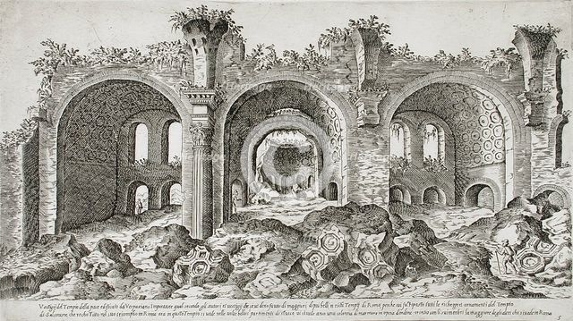 Ruins of the Temple of Vespasian, 1575. Creator: Etienne Duperac.