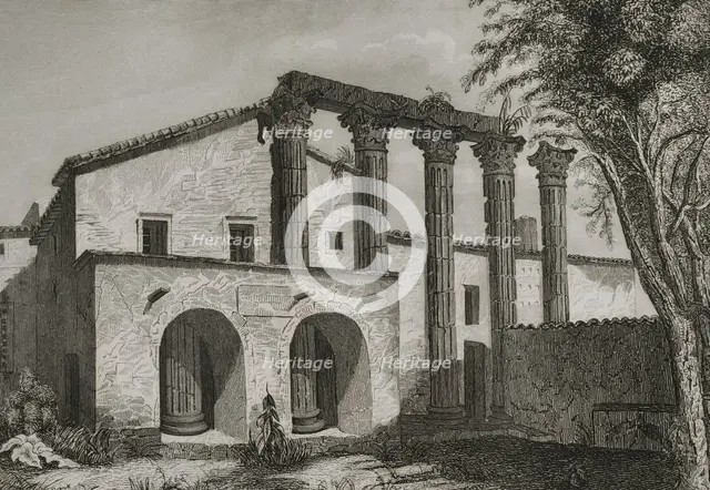 Ruins of the Temple of Diana in Mérida, Extremadura, Spain, 1852.  Creator: Unknown.