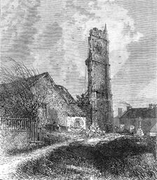 Ruins of the tower of St. Issey Church, Cornwall, 1869. Creator: Unknown