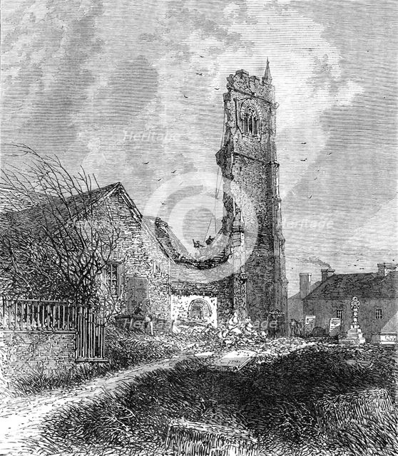 Ruins of the tower of St. Issey Church, Cornwall, 1869. Creator: Unknown.
