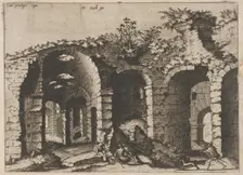 Ruins with Arched Vaults, from the series Roman Ruins and Buildings, 1562. Creators: Johannes van Doetecum I, Lucas van Doetecum